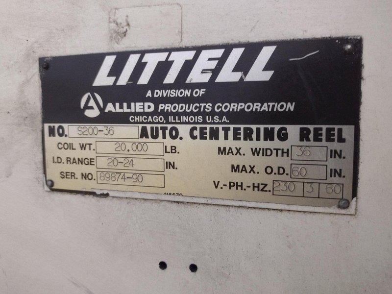 20,000 LB X 36" LITTELL MODEL #S200-36 UNCOILER COIL REEL &amp; CAR: YOBRO #25251
