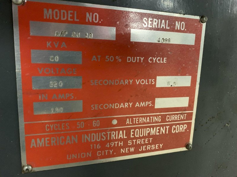 40 KVA American Industrial Resistance Welder Model A/P 40-18