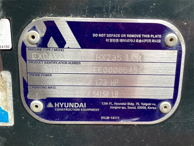 2021 Hyundai HX235LCR HHKHK604EE0000645
