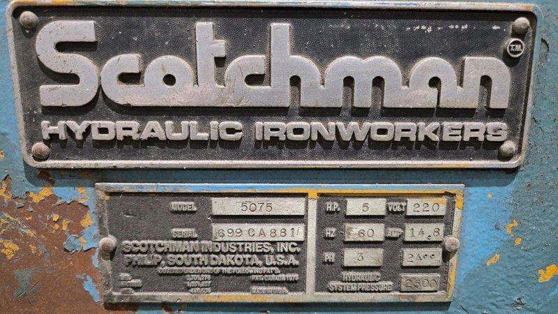 SCOTCHMAN 5075 50 TON PUNCH CAPACITY IRONWORKER USED