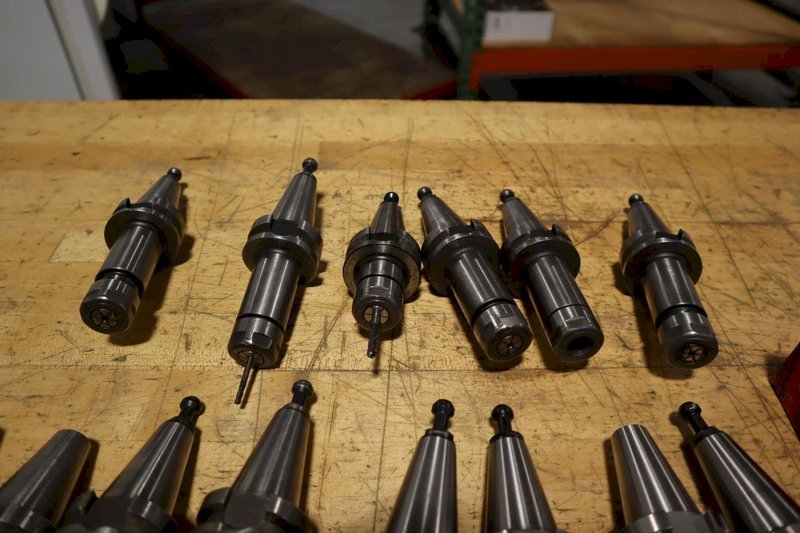 BT30 (14pcs) Tool Holders, (6) Nikken SK10 Collet Type with Extra Collets, (4) End Mill Holders, (4) .375 Pin Headed- Auction Item