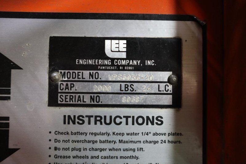 Presto WPS5036-20 Electric Stacker Lift Truck, 2,000# Cap, 36&quot; Lift Height, 42&quot; Forks, 50&quot; Between Outriggers, 12 Volt Battery and Charger- Auction Item