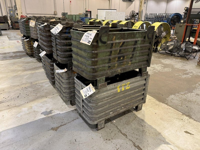 (120) 36” x 18” x 18” STEEL STACKABLE PARTS BIN CONTAINER WITH DUMP DOOR: YOBRO #25062