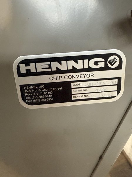 48&quot; LONG X 12&quot; WIDE HENNING KM0-0320-00 CHIP CONVEYOR. STOCK #1000225
