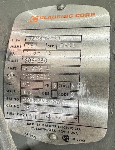 20&quot; Clausing Single Spindle Drill, High Column, 24&quot; x 40&quot; Tbl., 3 MT, 1.5 HP