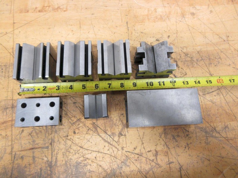 Vee Blocks (5) Assorted Sizes, (1) Steel Rectrangle 5" x 2.5" x 2", (1) 1-2-3 Block, All Precision Ground- Auction Item