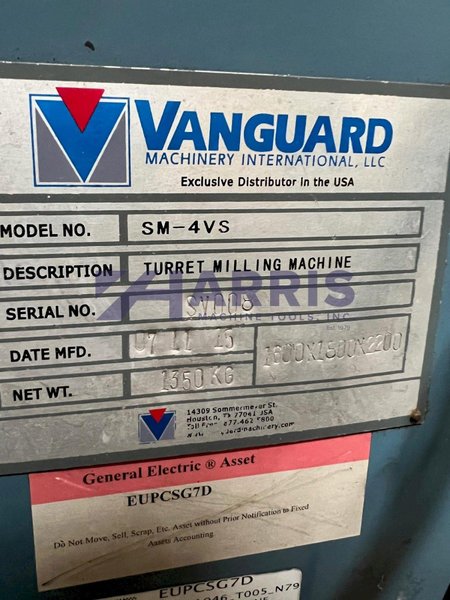 Used, Vanguard SM-4VS Vertical Milling Machine
