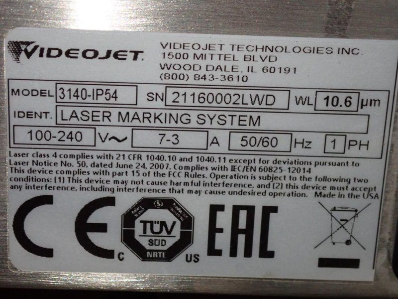 VIDEOJET LASER MARKING SYSTEM  -  3140-IP54