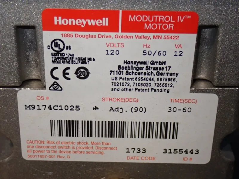 HONEYWELL MODUTROL IV MOTOR  -  M9174C1025
