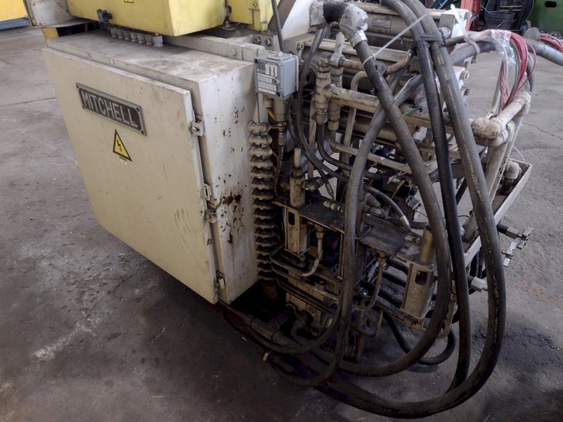 25,000 LB. MITCHELL (4) DIE IN LINE TUBULAR CONVEYOR ROLL SHAFT END FORMING MACHINE: STOCK #15298