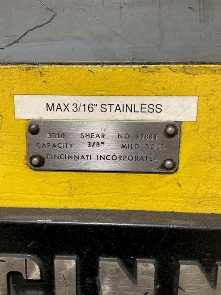CINCINNATI 3D10 HYDRAULIC POWER SQUARING SHEAR USED