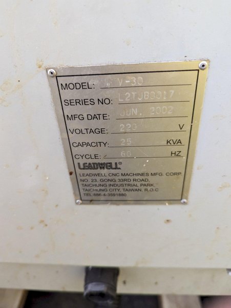LEADWELL MODEL  #V-30 CNC VERTICAL MACHINING CENTER: STOCK #19428