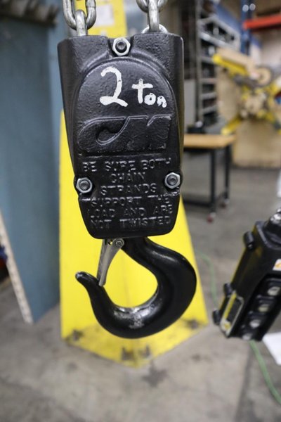 Handling Systems 2 Ton Swiveling Jib Crane, Floor Mounted with CM Lodestar 2 Ton Electric Chain Hoist, Electric Trolley- Auction Item