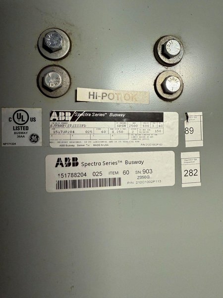 ABB 2500A Spectra Series Copper End Tap Box 600V, 3PH, 4G NEW
