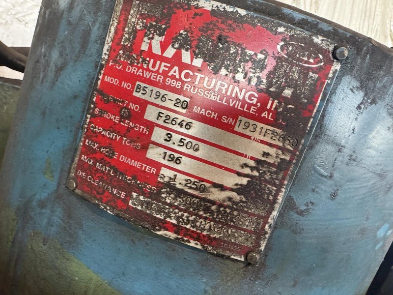 196 TON X 20” WIDTH X 1” FRANKLIN MODEL #B5196-20 AUTOMATIC FLANGE/PLATE LINE. STOCK # 0663625