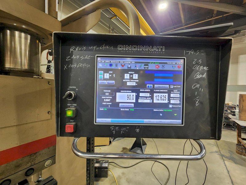 175 ton x 12′ Cincinnati 175AFX10 Autoform CNC Press Brake, 1998 – w/2012 control upgrade