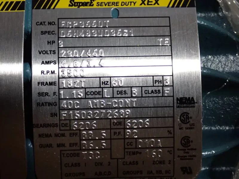 BALDOR 3 HP MOTOR  -  ECP3660T