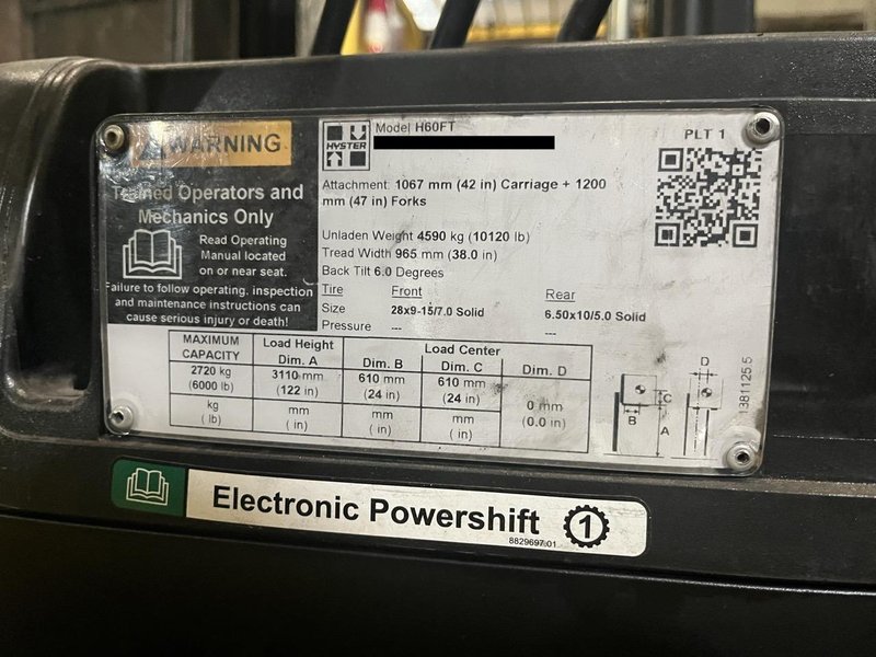 Hyster H60FT 6,000 lb Pneumatic Tire Forklift, 2020 – LPG, 3-Stage Mast &amp; Side Shift (1)