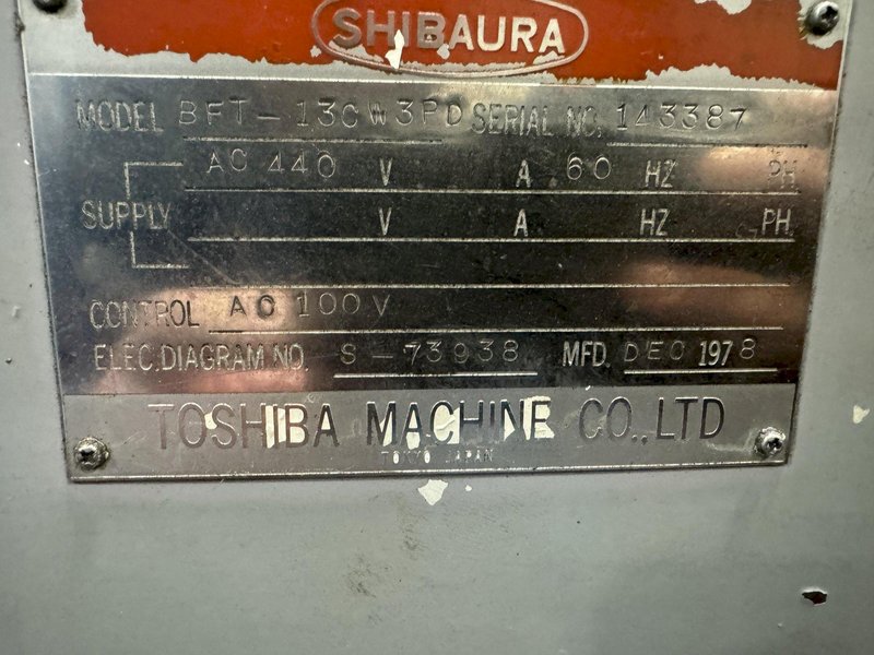 5&quot; SHIBAURA BFT-130PD TABLE TYPE HORIZONTAL BORING MILL. STOCK # 0131225
