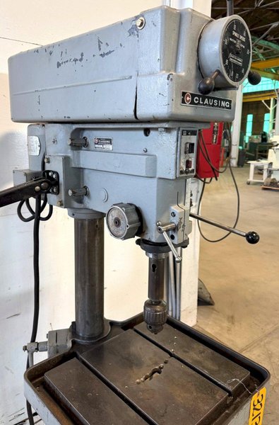 20" Clausing Single Spindle Drill Floor Type, V-Speed 300-2000 RPM,  22" x 19" Tbl., 1-1/2 HP