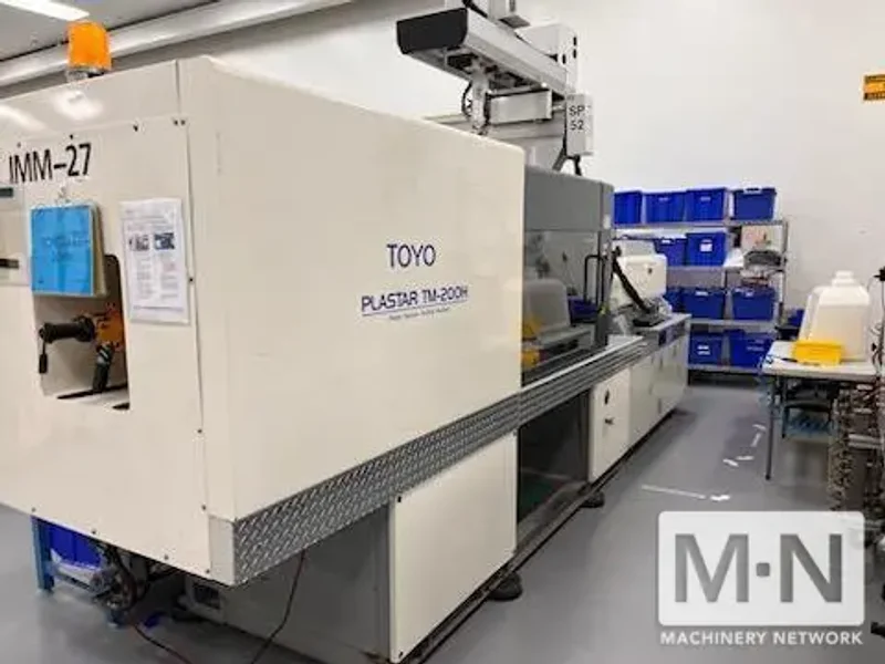 200 TON 13.2 OZ TOYO MODEL TM-200H INJECTION MOLDING MACHINE MFG 2000