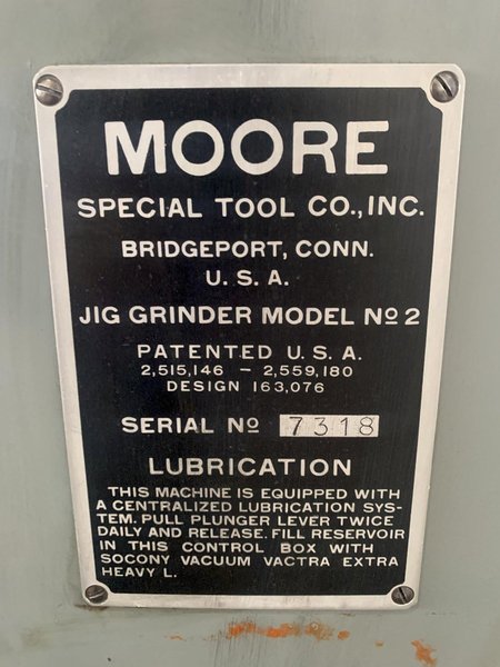 MOORE NO. 2 JIG GRINDER(120,000 RPM SPINDLE). STOCK # 0362924.