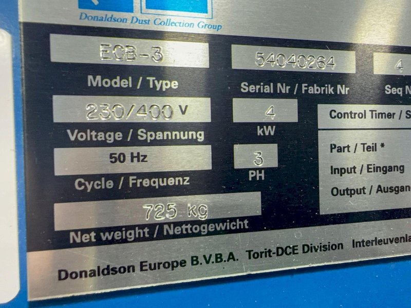 DONALDSON TORIT 4 KW DUST COLLECTOR   -  ECB-3