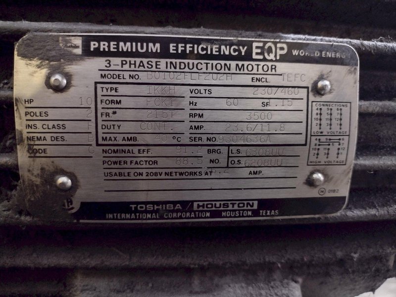 KINNEY HIGH VACUUM PUMP WITH MOTOR: YOBRO #24413