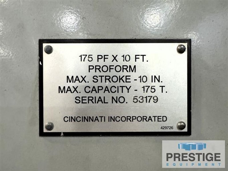 Cincinnati 175 x 10 PF Proform 175 Ton x 144" 2-Axis CNC Press Brake