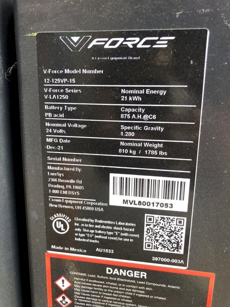 Crown SP3550H-30 Electric Stand-up Stock Picker Forklift 2022 equipped with 3,282 Hours, V-Force Battery and Charger