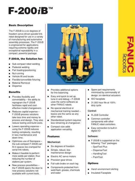 Fanuc F200IB Robot, 2005