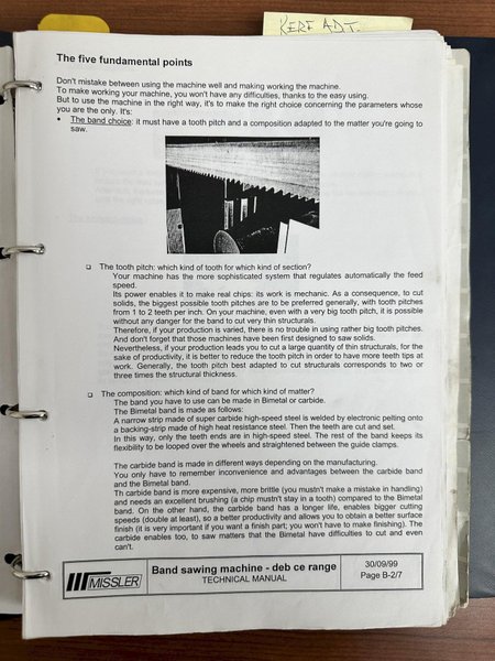 13.4" X 13.4" MISSLER MODEL #DEB-340-CE AUTOMATIC HORIZONTAL BANDSAW, NEW 2000: STOCK #19627