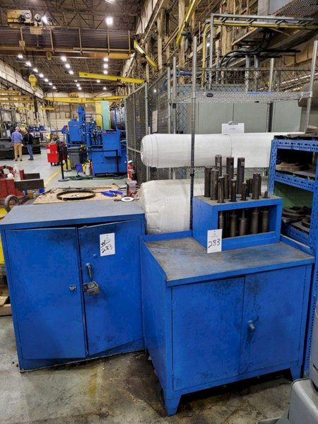 36&quot; X 24&quot; X 34&quot; TALL 2 DOOR METAL WORK BENCH W/ASSORTED BROACH TOOLING: STOCK #14748