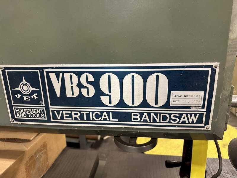 9" X 36" JET VBS-900 VERTICAL BANDSAW. STOCK # 0642623