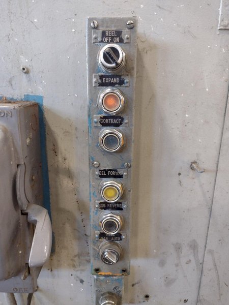 7,000 LB 3.5 TON X 24" RED BUD (RBI) MOTORIZED COIL REEL / UNCOILER: STOCK #15276