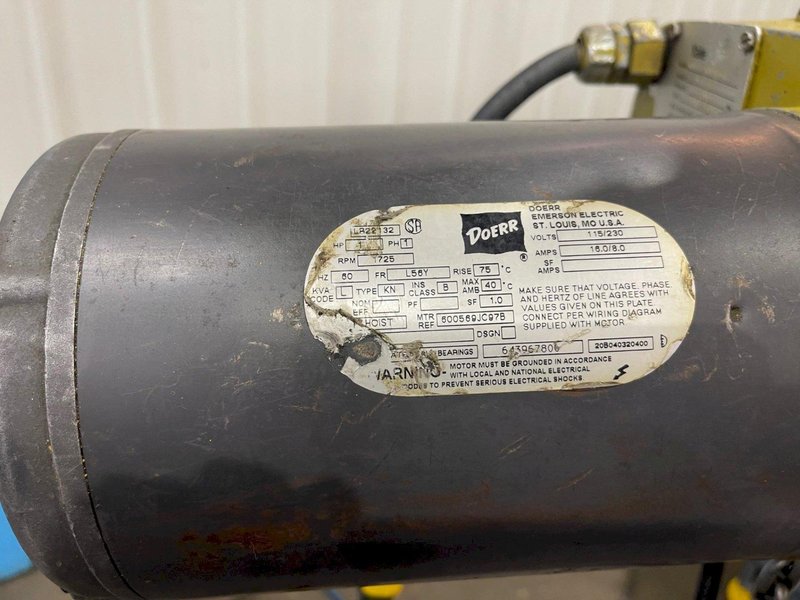 1 TON YALE SINGLE PHASE ELECTRIC HOIST HOIST: STOCK #74837