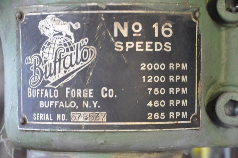 16" BUFFALO NO.16 GEAR HEAD DRILL PRESS. STOCK # 1053422