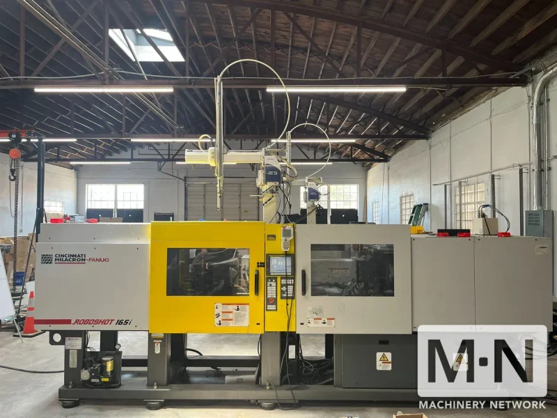 165 TON 8.8 OZ CINCINNATI ROBOSHOT MODEL R165 ELECTRIC INJECTION MOLDING MACHINE MFG 1999