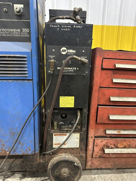 MILLER SYNCROWAVE 350 AC/DC WELDER WTIH WATER COOLER AND CART: STOCK 22275