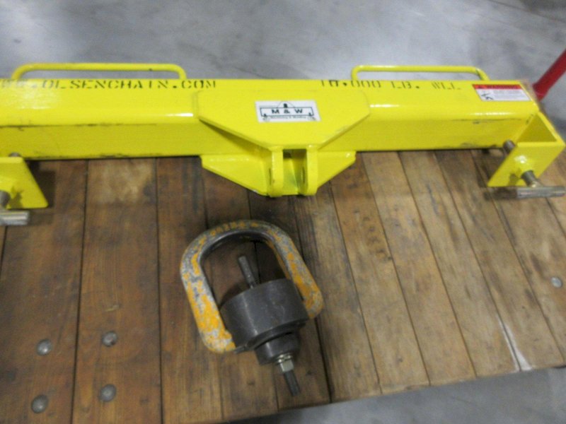 Olsen Chain Forklift Lifting Beam, Inside Pin Mount, 10,000 lb Capacity. And Freno Swiveling Lift Eye with 5/8" Stud- Auction Item