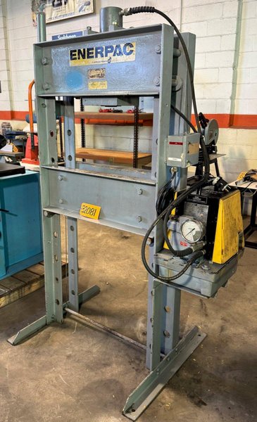 50 Ton Enerpac H-Frame Hydraulic Press, 28" B.H., Adj. Bed, 1.5 HP, 1 Phase