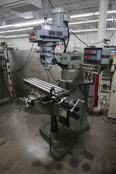 Bridgeport Vertical Mill with Acer Electronic Variable Speed Head, 0=4,500 RPM, 2 Axis DRO, Power Table Feed- Auction Item