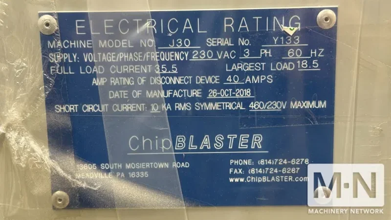 ChipBLASTER J30 High Pressure Coolant System, 2018