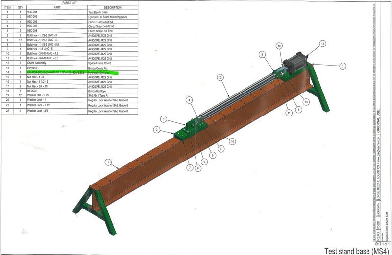 75 TON X 15' BEECHE WIRE CABLE FORCE TENSILE HYDRAULIC TEST BENCH, WITH CONTROLLER &amp; DISPLAY, NEW 2020: YOBRO #25186
