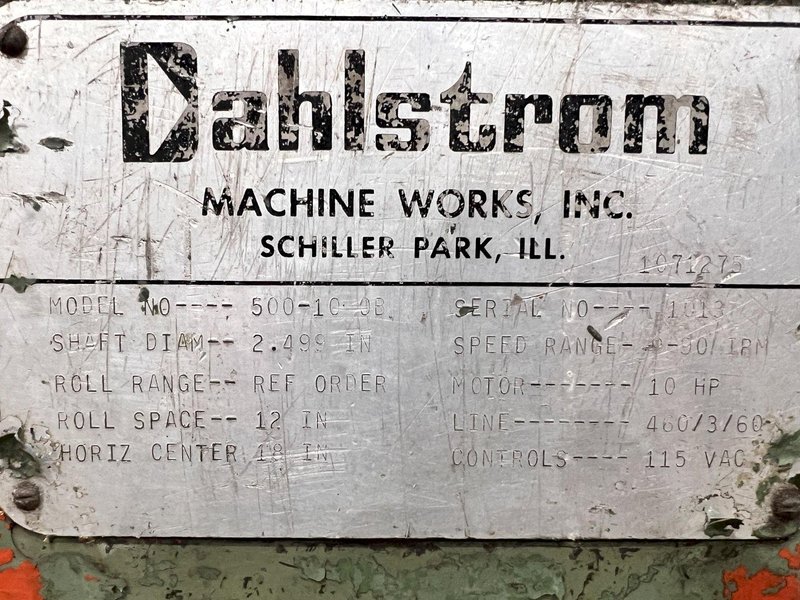 8 STAND X 2.5&quot; X 12&quot; ROLLSPACE DAHLSTROM MODEL 500-10-OB ROLLFORMER: STOCK #22629