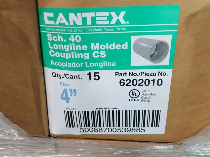 CANTEX SCHEDULE 40 LONGLINE MOLDED COUPLING CS  -  6202010