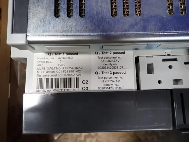Siemens Air Circuit Breaker - 3wl1340-5fg32-4gn2-z K62