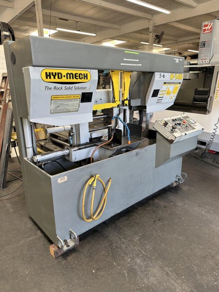 HYD-MECH H-14A 14” x 14” Automatic Horizontal Band Saw Equipped with Programmable PLC for Automatic or Manual Operations, Chip auger, Work Light, Built in Coolant Tank &amp; Pump, Auxiliary Roller Table