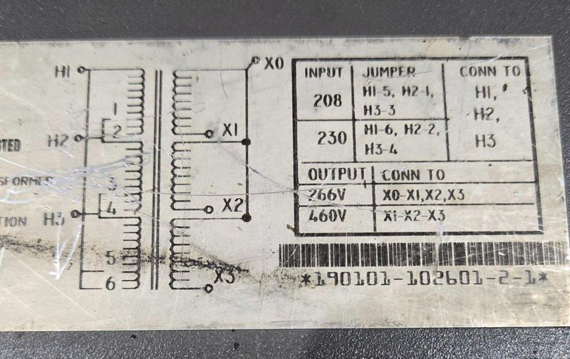 MARLECO M-2290IE TRANSFORMER 45KVA 208/230HE-0008776-02 460V USED