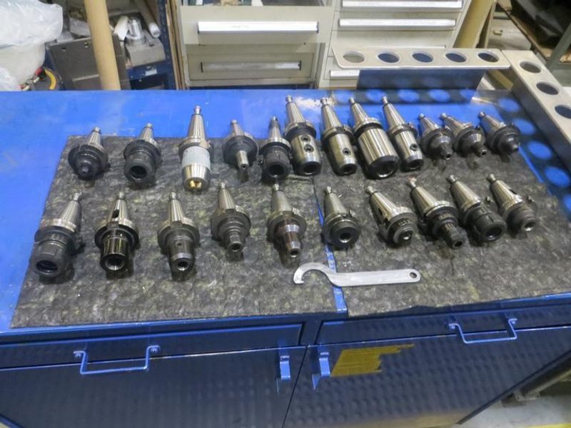 Cat 40 Taper Tool Holders (22) Including ER32, E16 Tool Holders, End Mills, and More- Auction Item